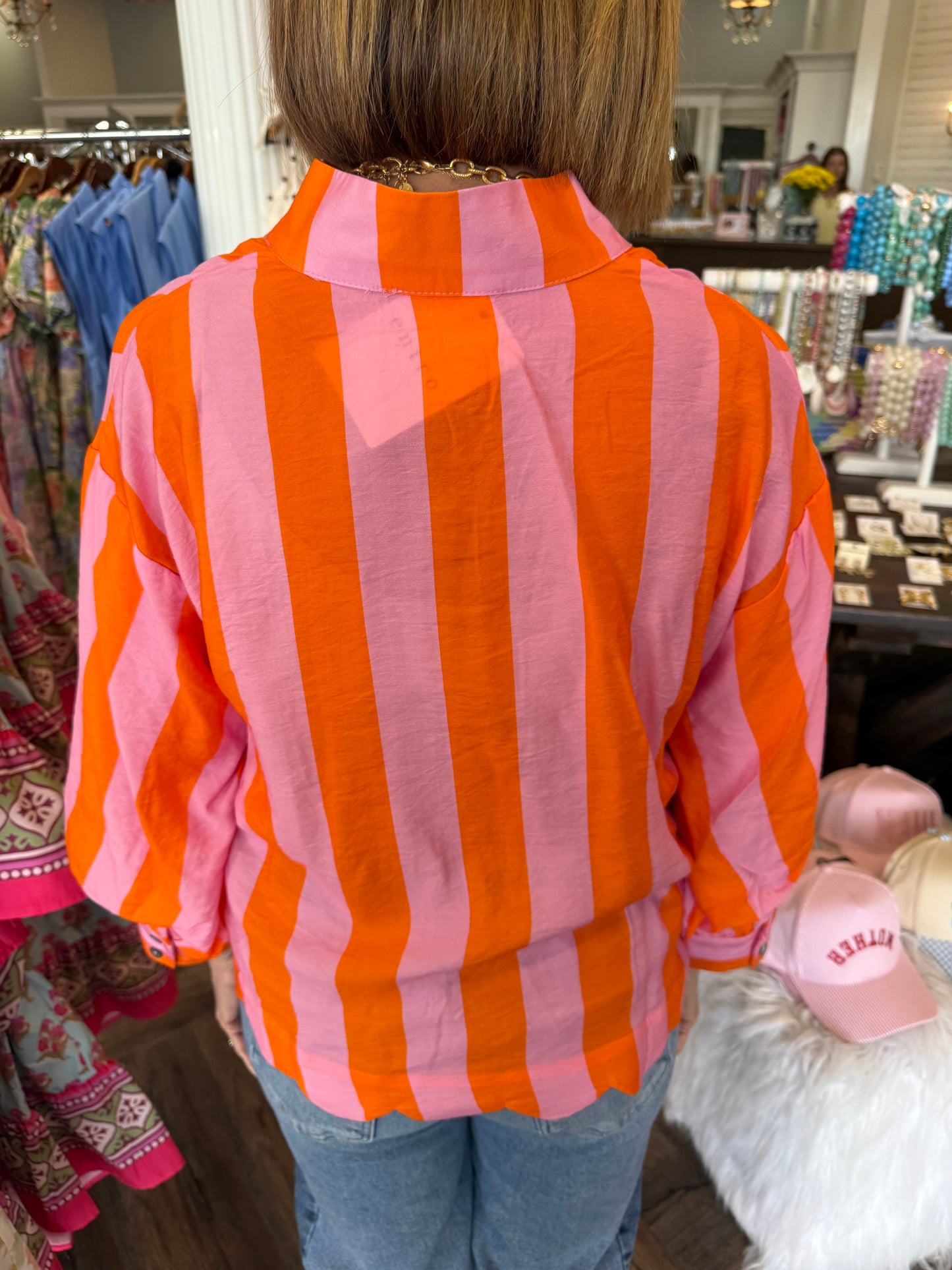 Pink/Orange Stripe Top