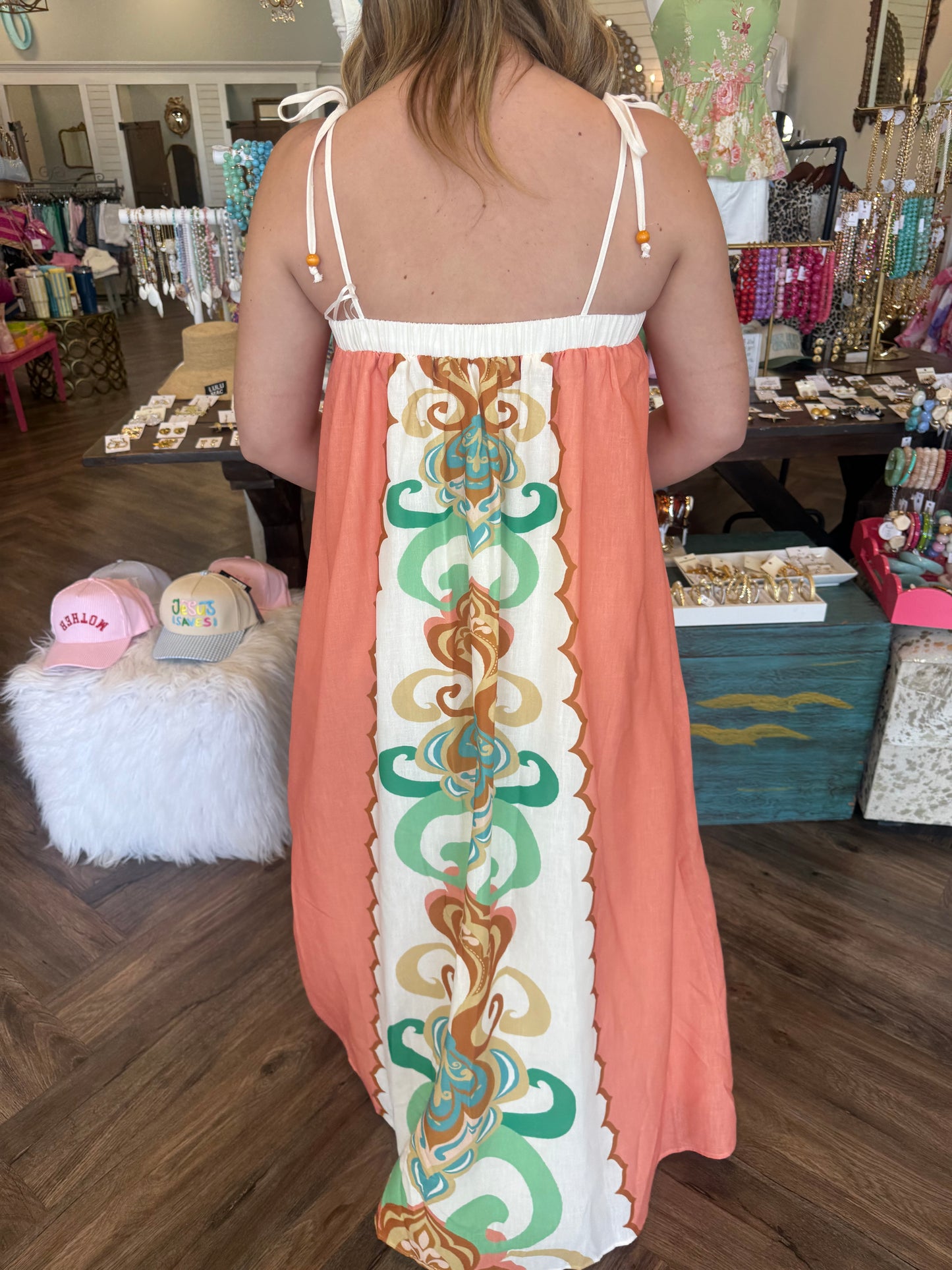 Green Desert Design Maxi Dress