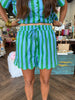 Green Grace Stripe Scalloped Set