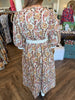 Floral Paisley Zip Midi Dress: Cream