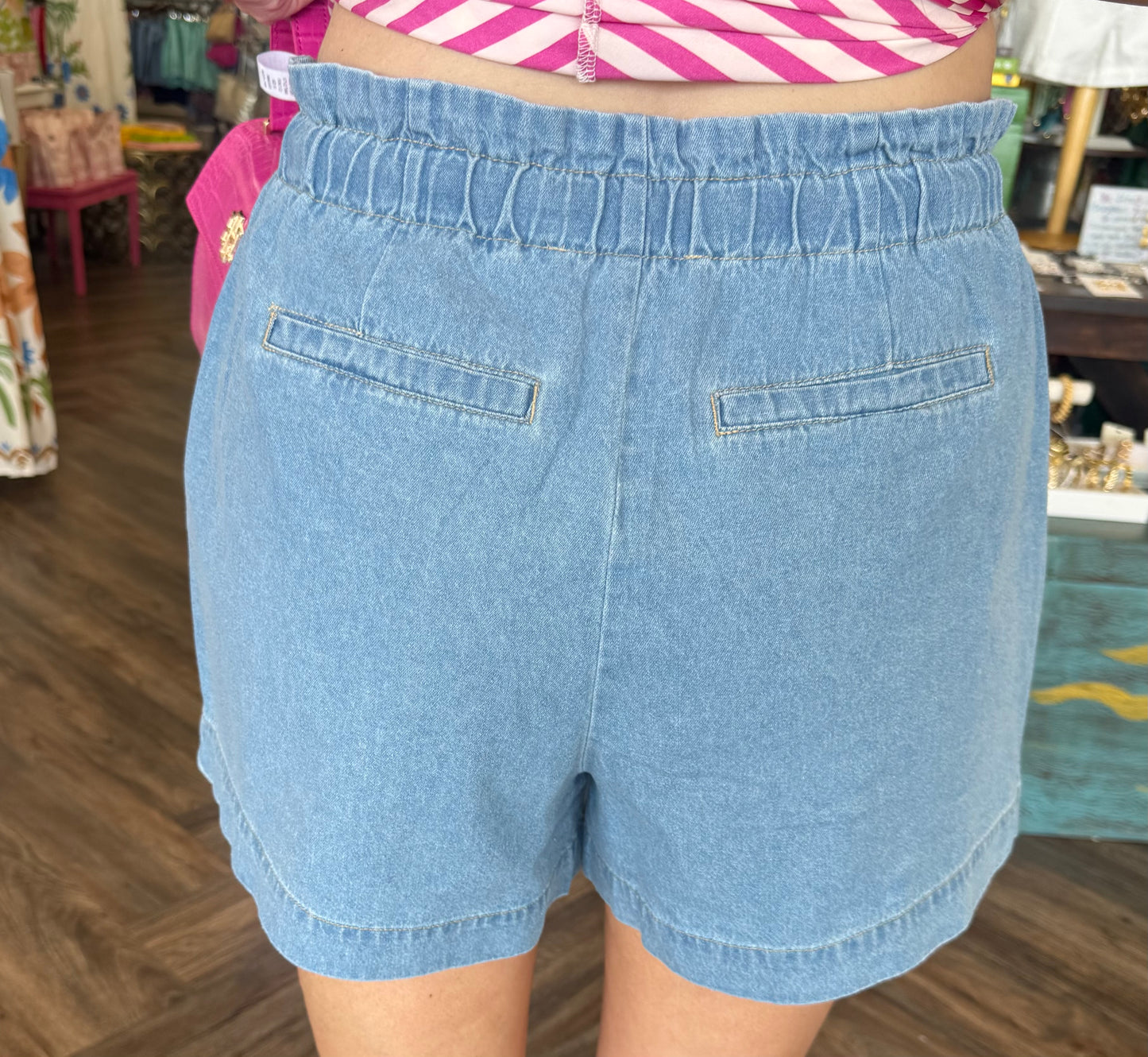 Tie Denim Washed Shorts
