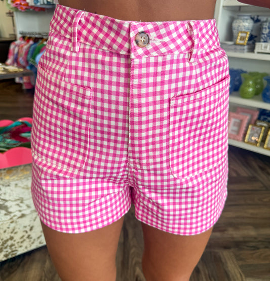 Pink Gingham Shorts