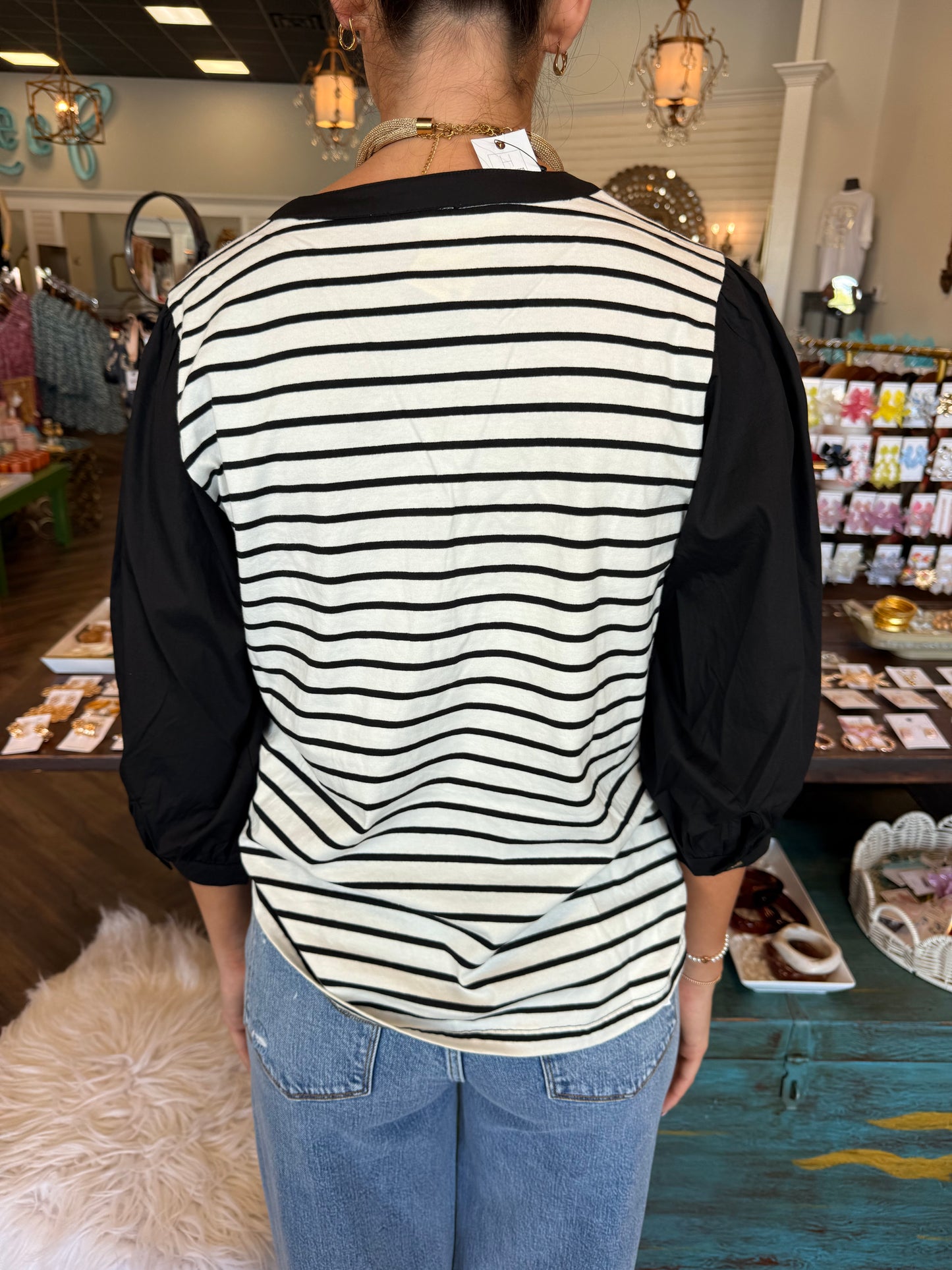 Classic Stripe Top- Black