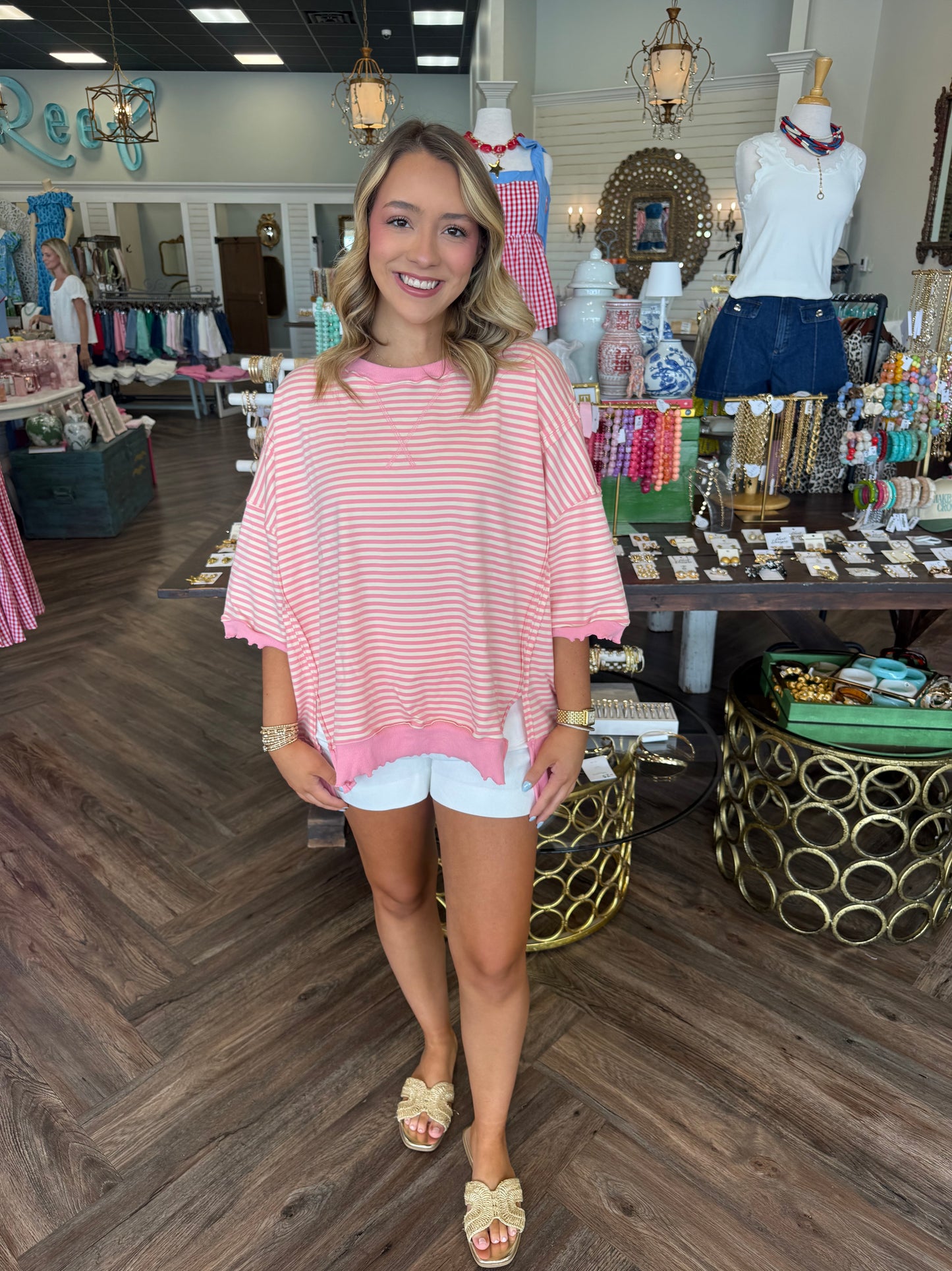 Candy Stripe Oversized Tops