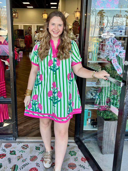 Rosemary Mini Dress: Green