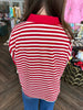 Collar Red and White Striped Top