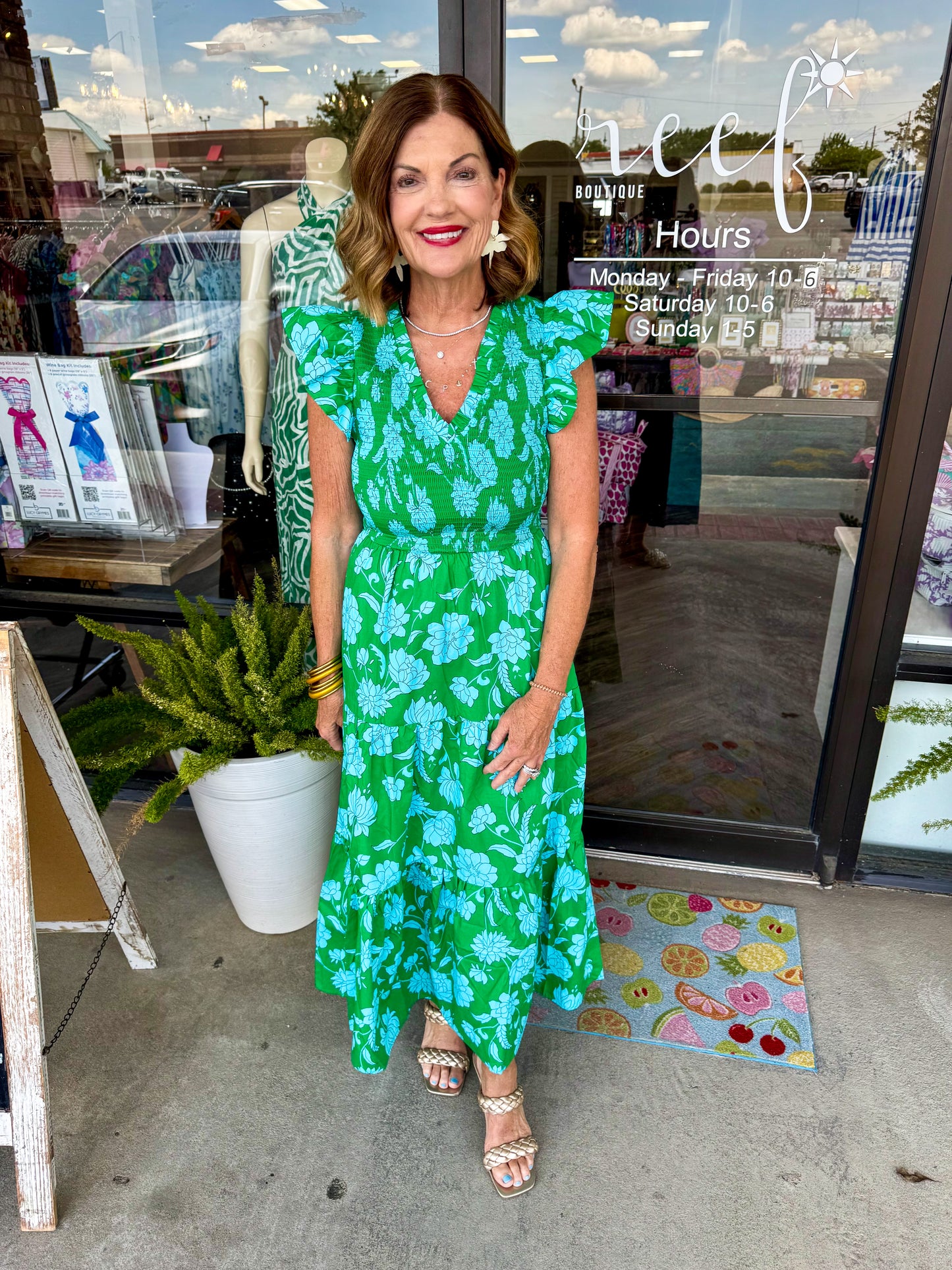 Waterlily Floral Smocked Midi Dress
