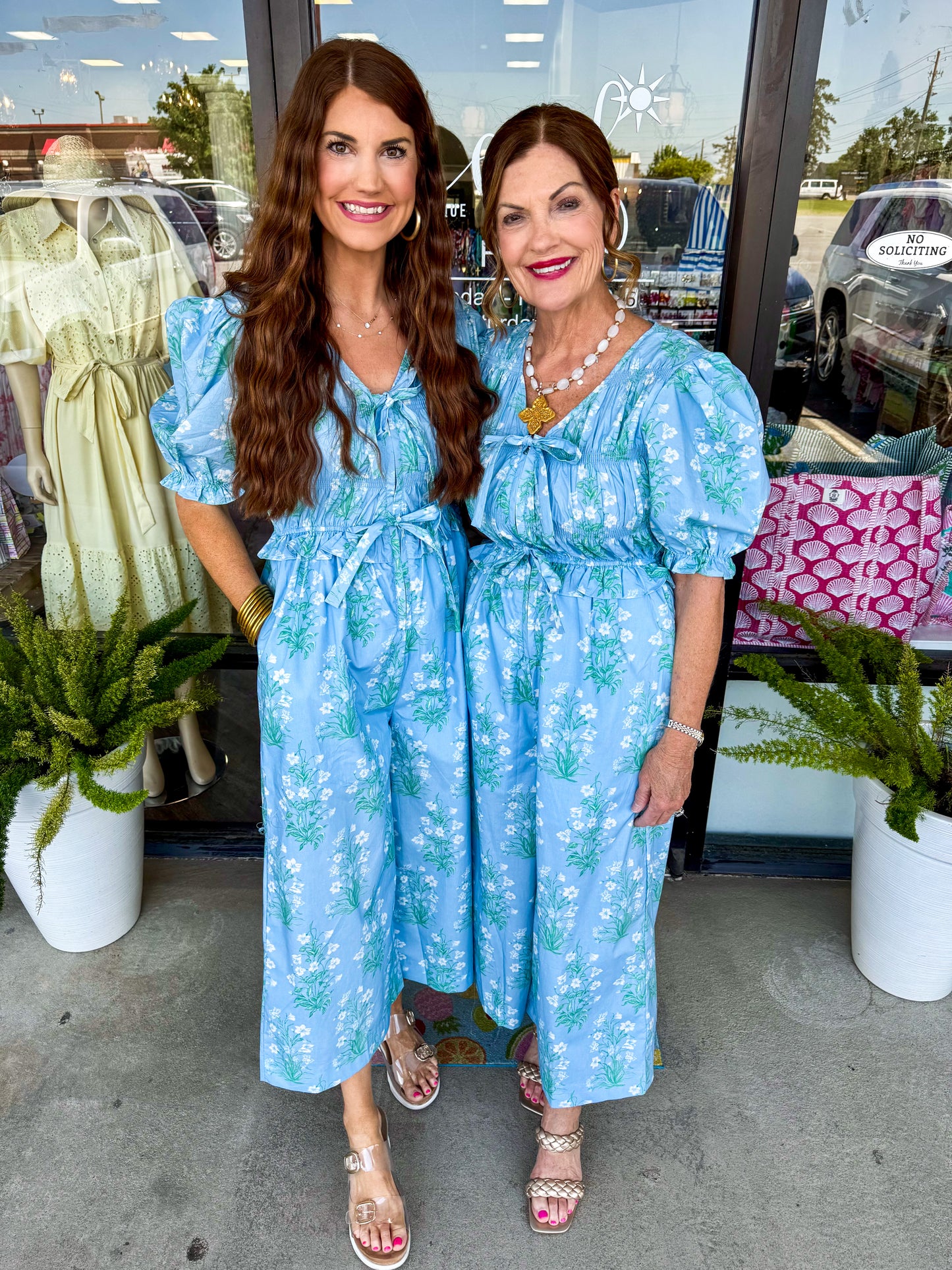 Blue Poplin Floral Jumpsuit