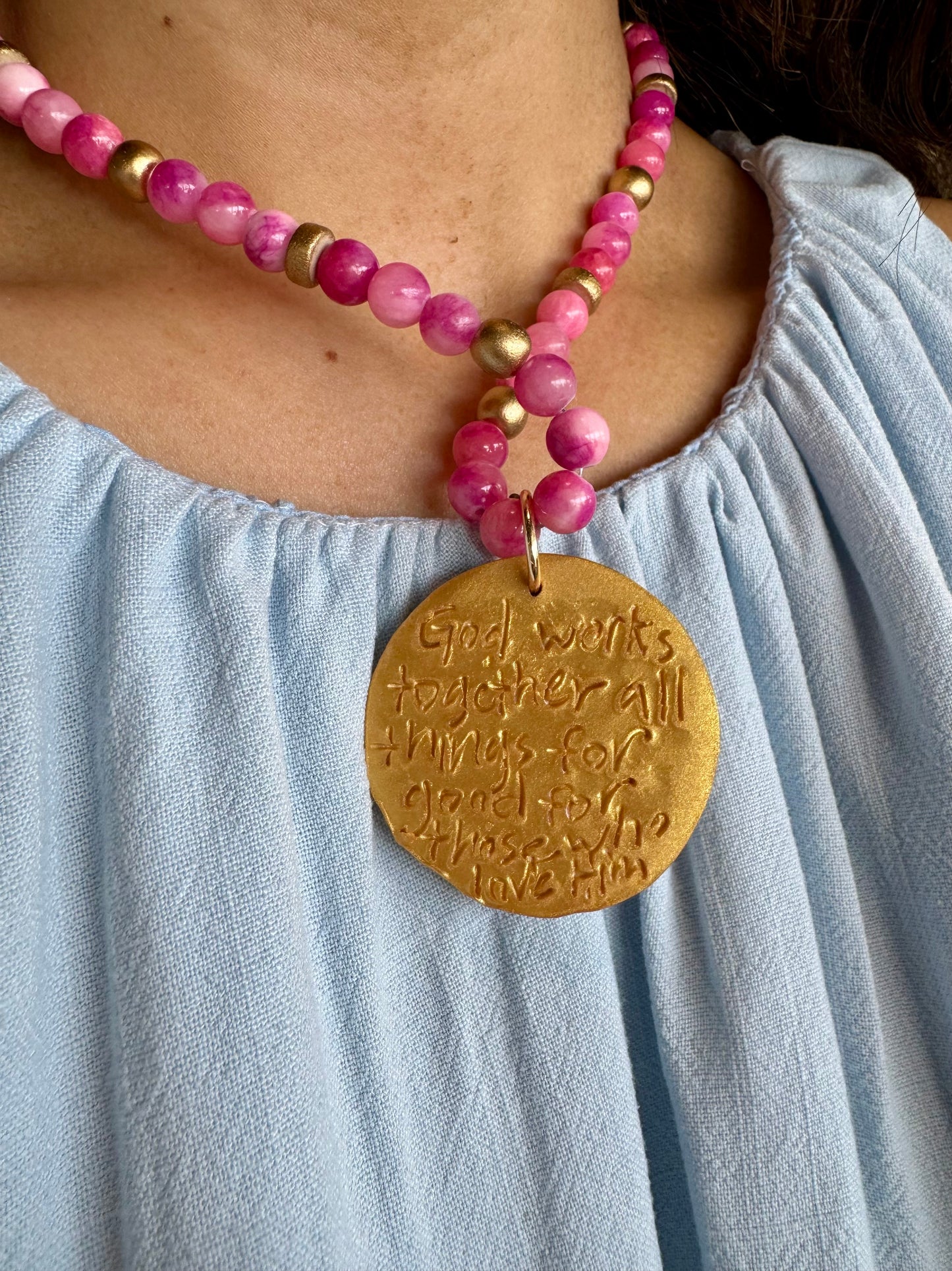 Pink Fire Agate Hidden Truth Necklace: Holly Cross
