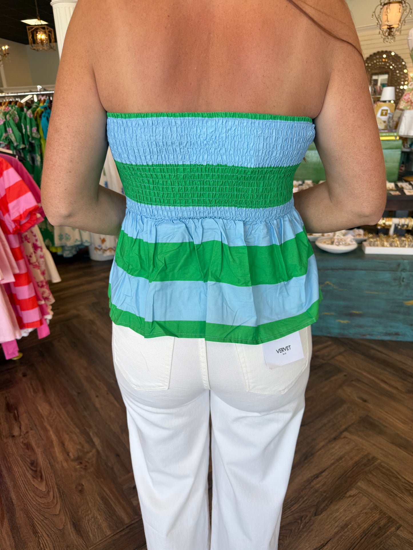 Seaside Stripe Strapless Top