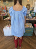 Flirty Blue Gingham Mini Dress