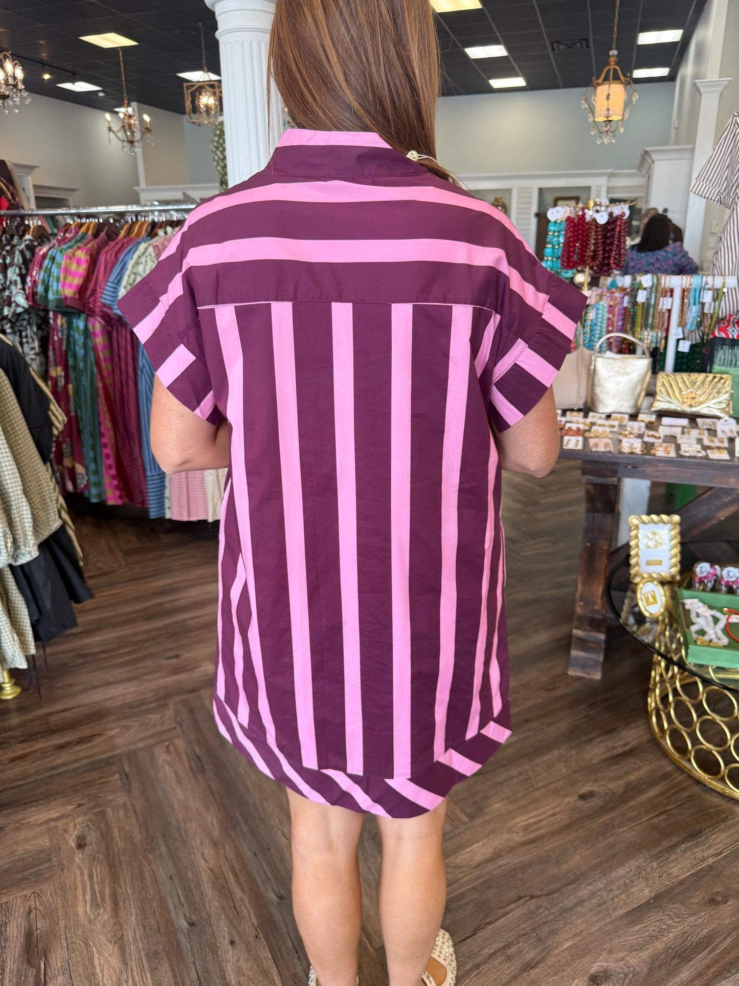 Plum and Pink Stripe Dress