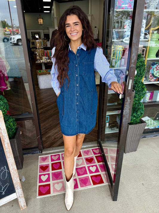 Stripe Detail Denim Dress