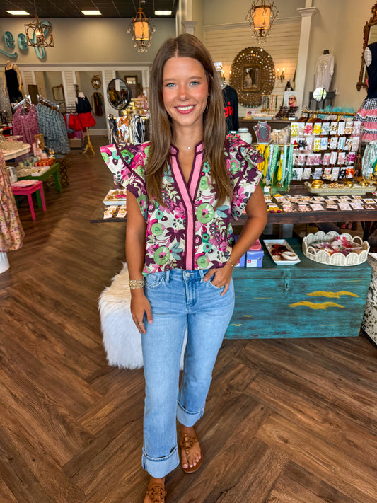 Purple Tone Floral Top