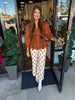 Casie Peplum Eyelet Top: Camel