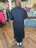 Frill Collar Black Midi Dress