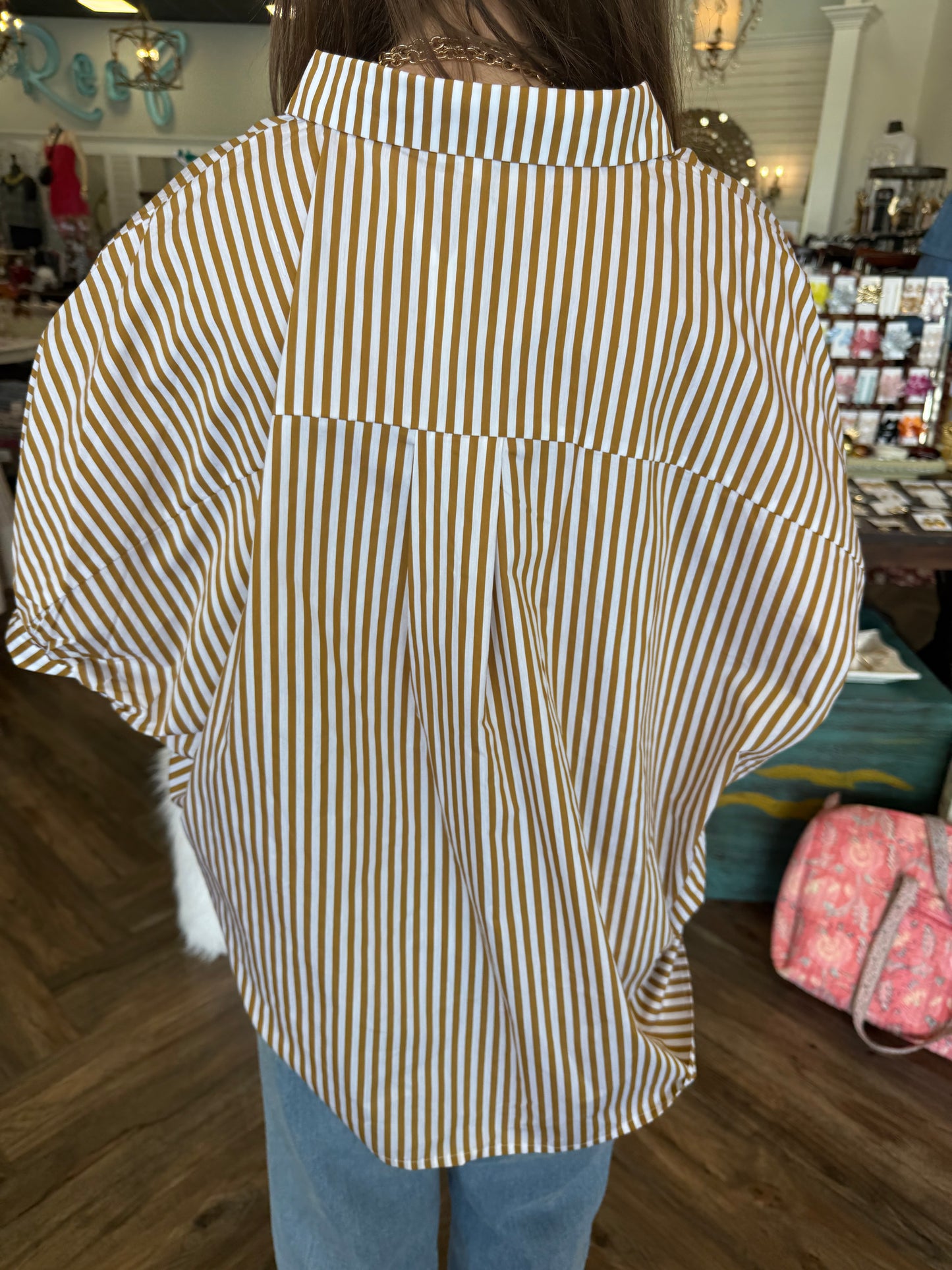 Mustard Brown Stripe Top