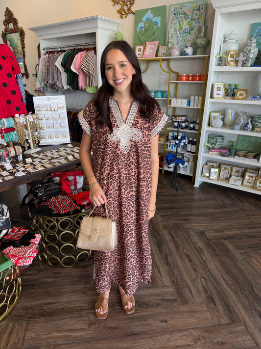Stitch Swirl Cheetah Midi Dress