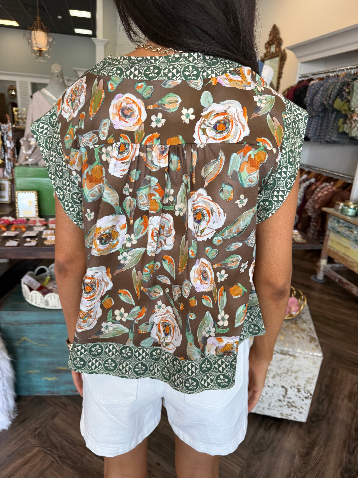Abstract Rose Top: Brown