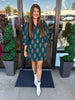 Tie Collar Floral Dress: H Green