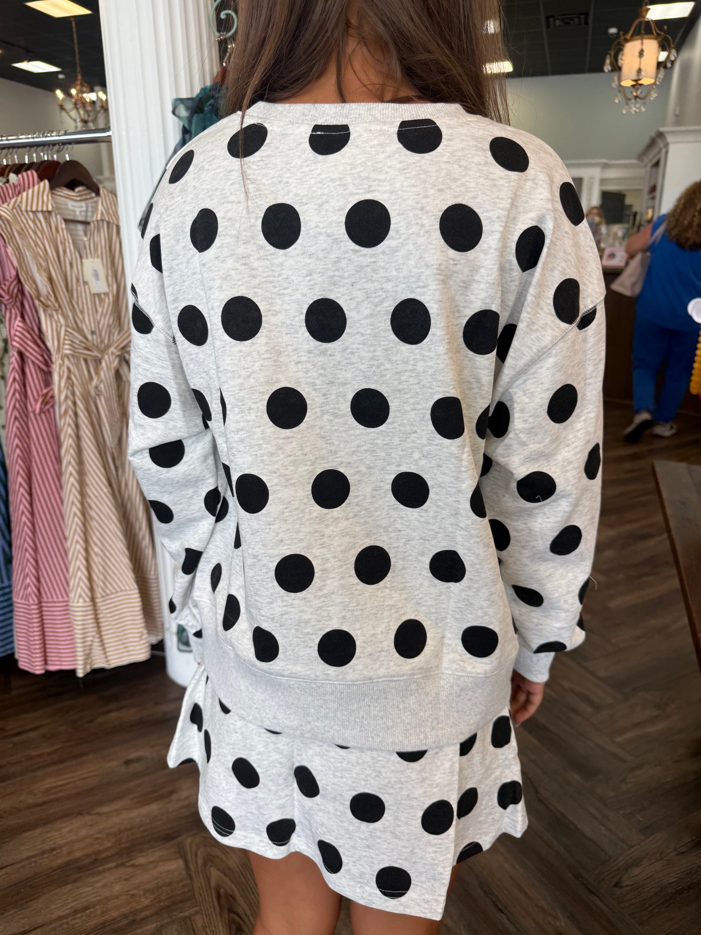 Polka Pretty Sweat Set: Gray