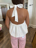 Halter Tie Bubble Hem Top
