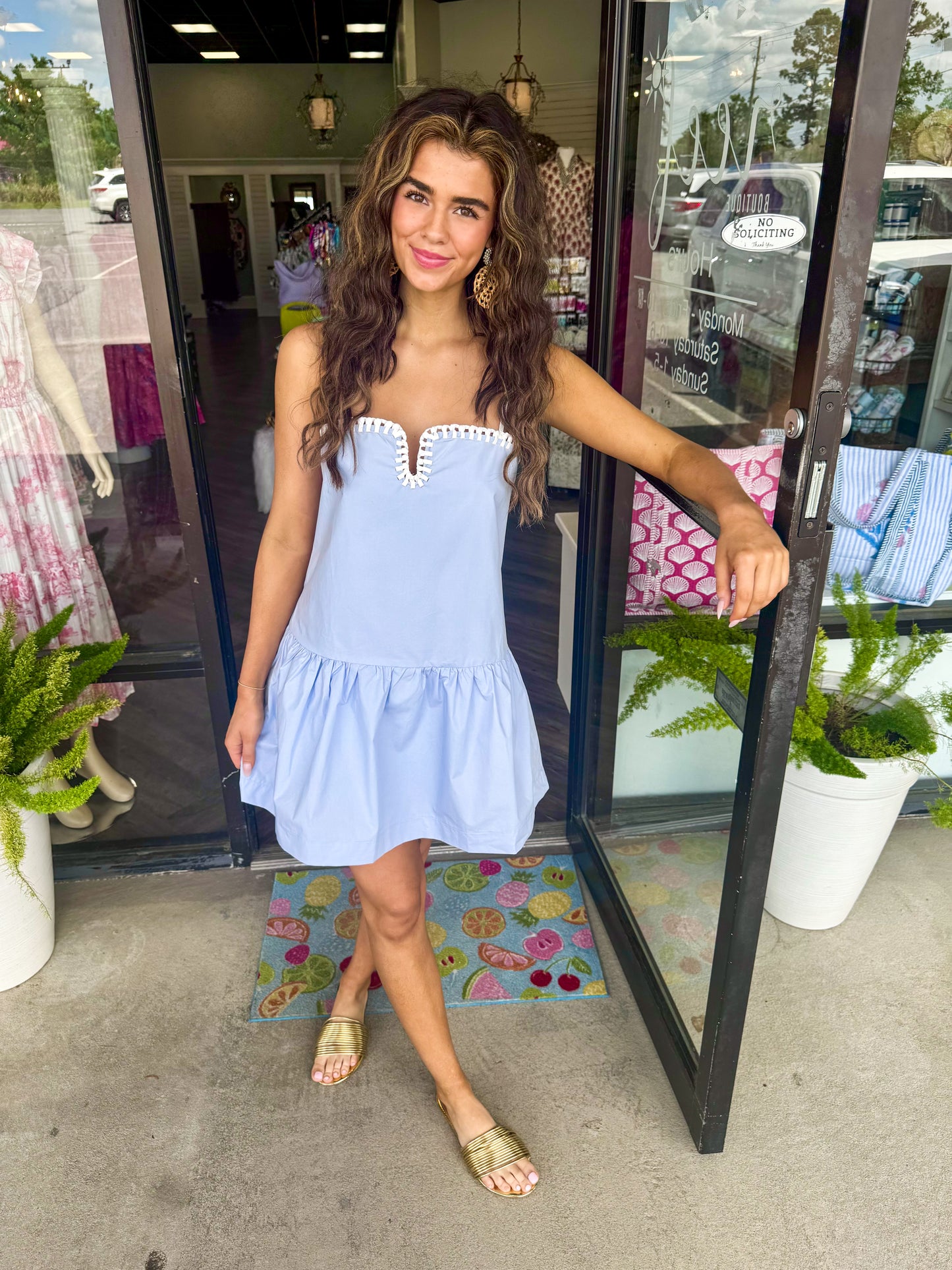 Stitch Tank Dress: Blue