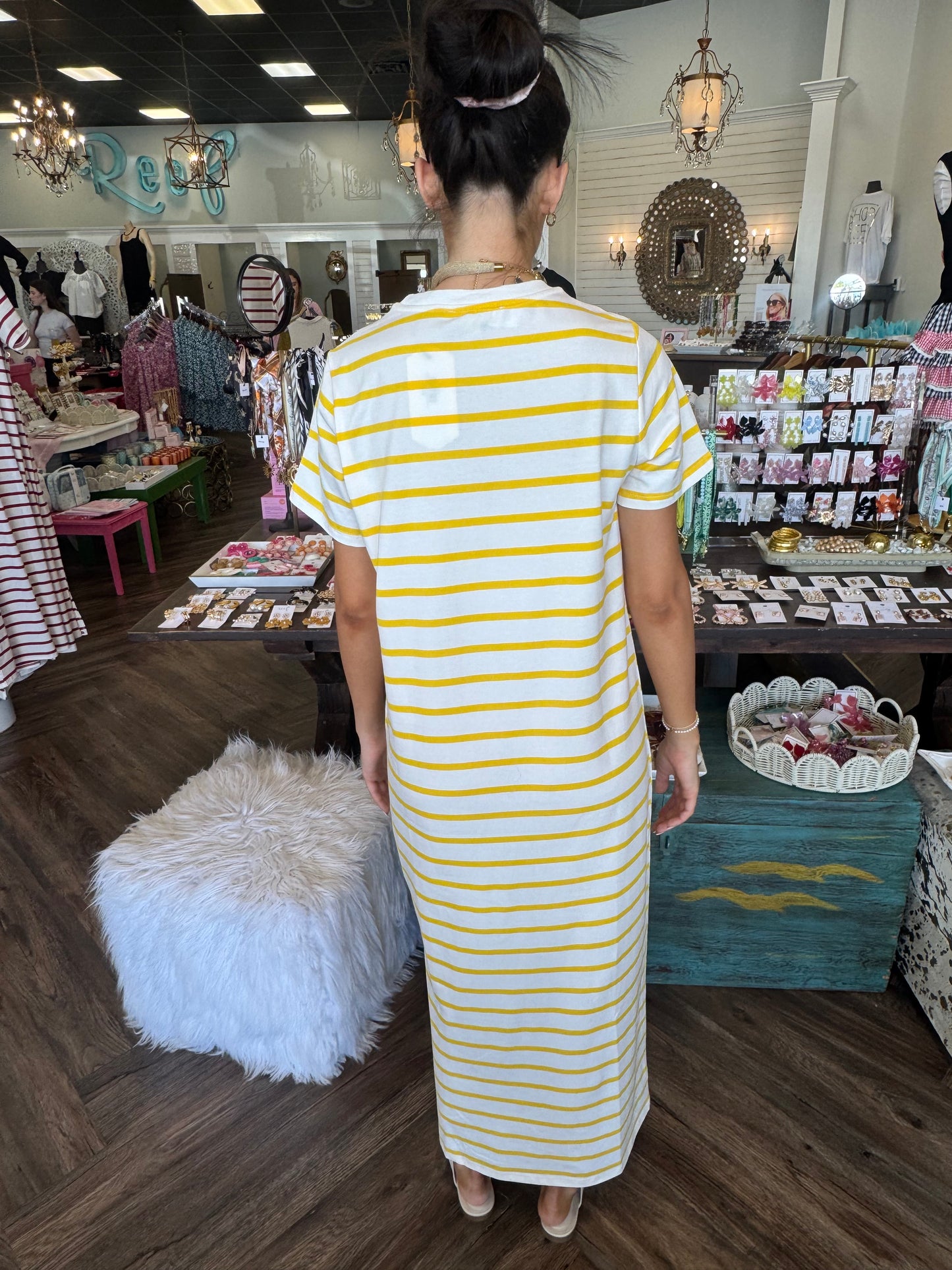 Striped Midi Dress- Yellow