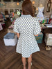 Mary Square Rory Dress: Floral Foulard - Navy