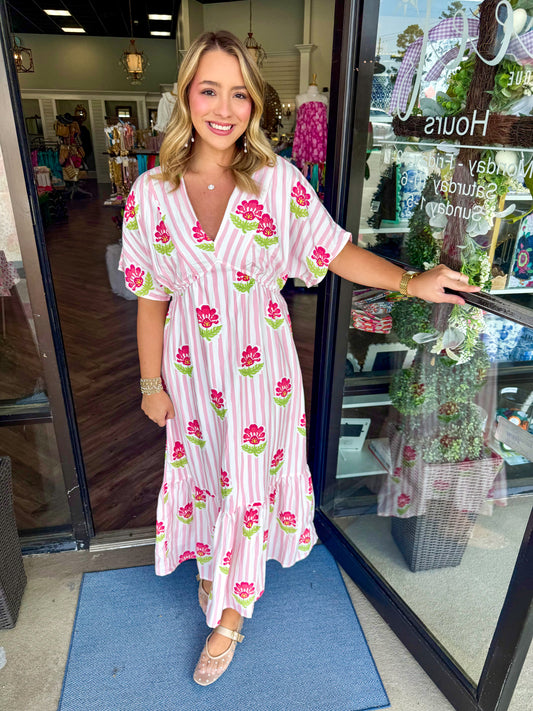 Rosey Stripe Midi Dress