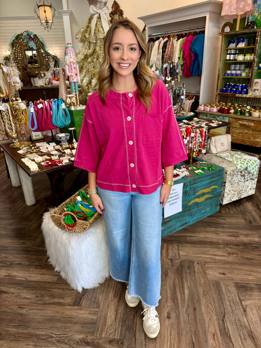 Magenta Stitch Top