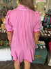 Pink Striped Red Trimmed Dress