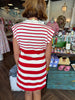 GA Girl Striped Button Dress: Red