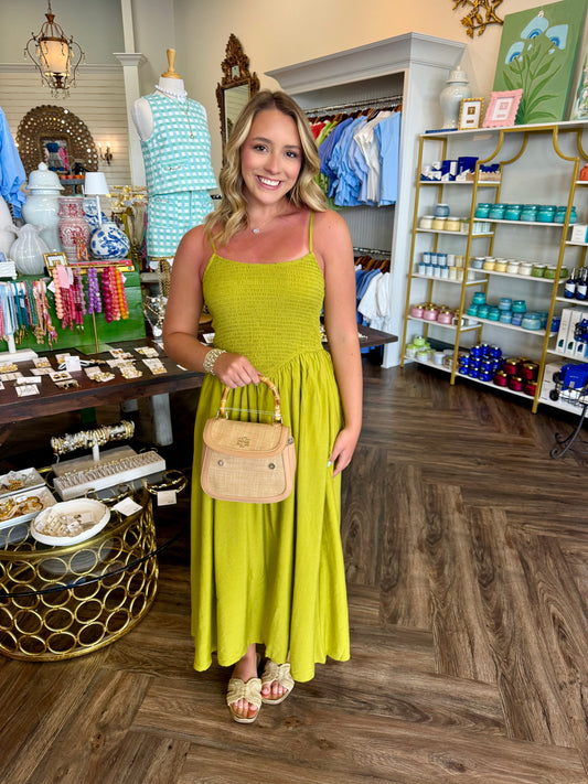 Sass Smock Midi Dress: Kiwi