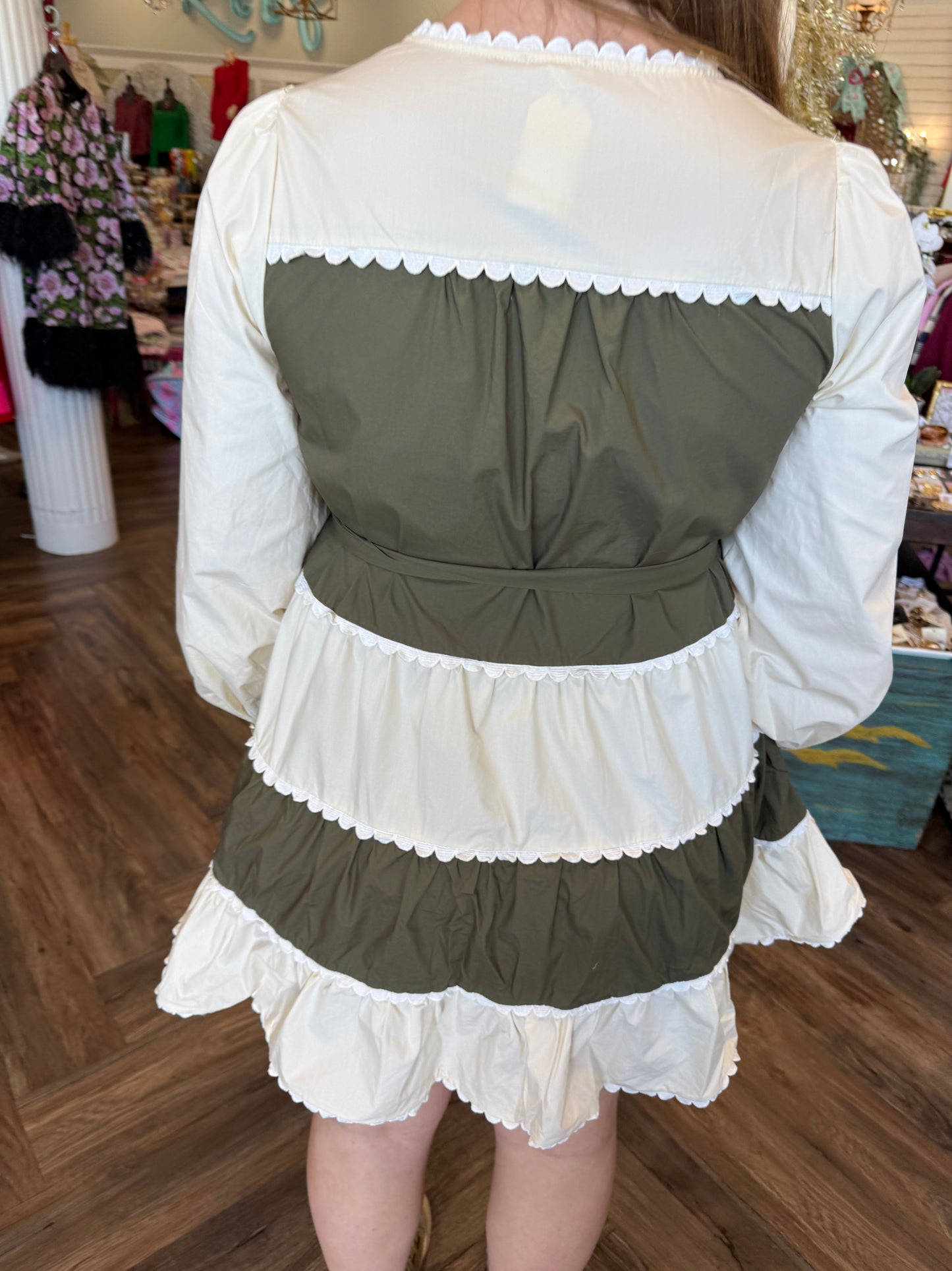 Olive Scalloped Dress