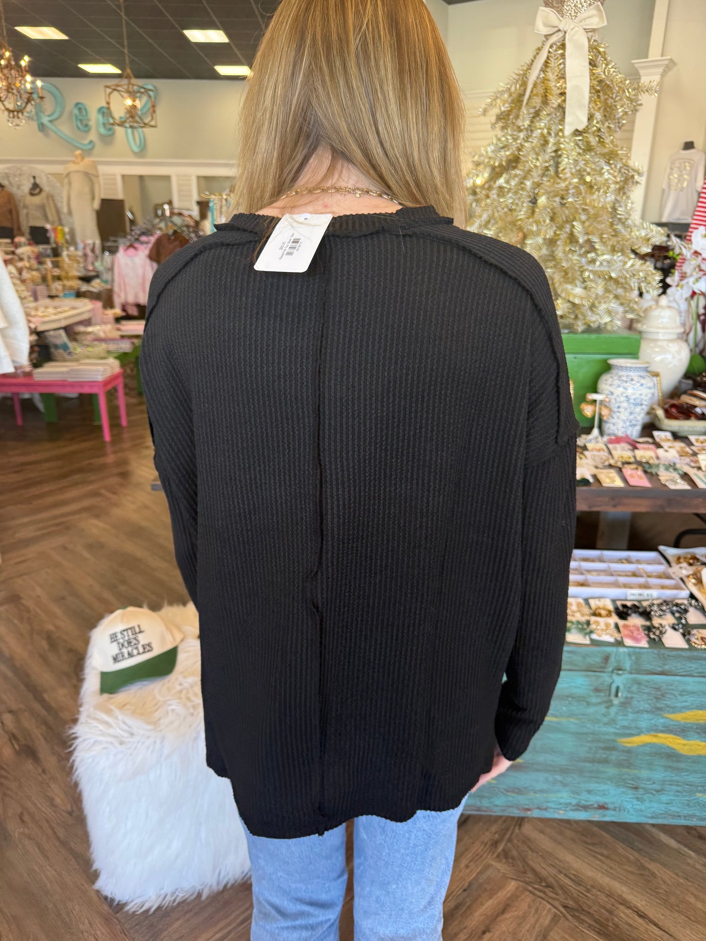 Raised Rib Top: Black