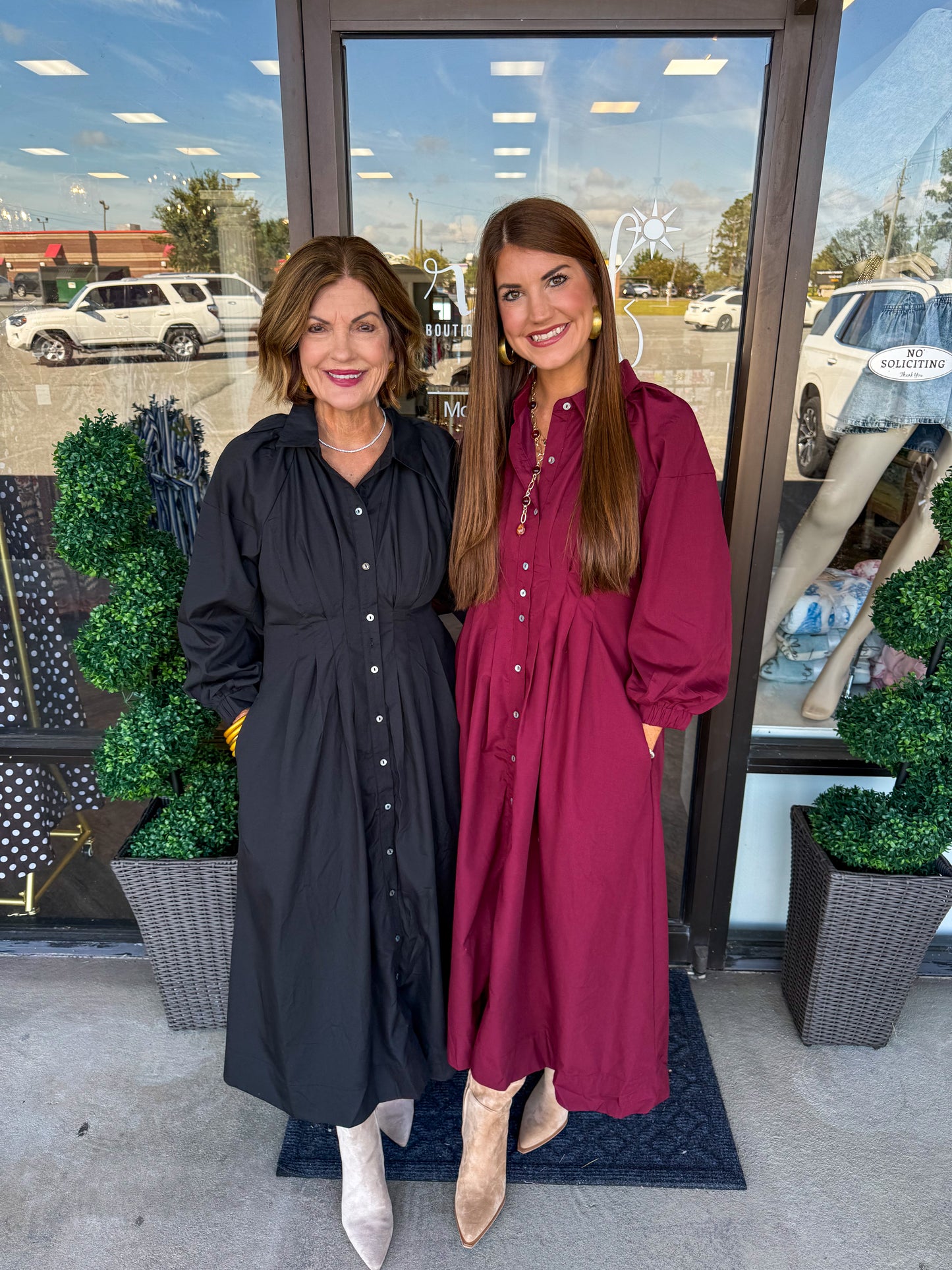 Synched Waist Midi Dress: Burgundy