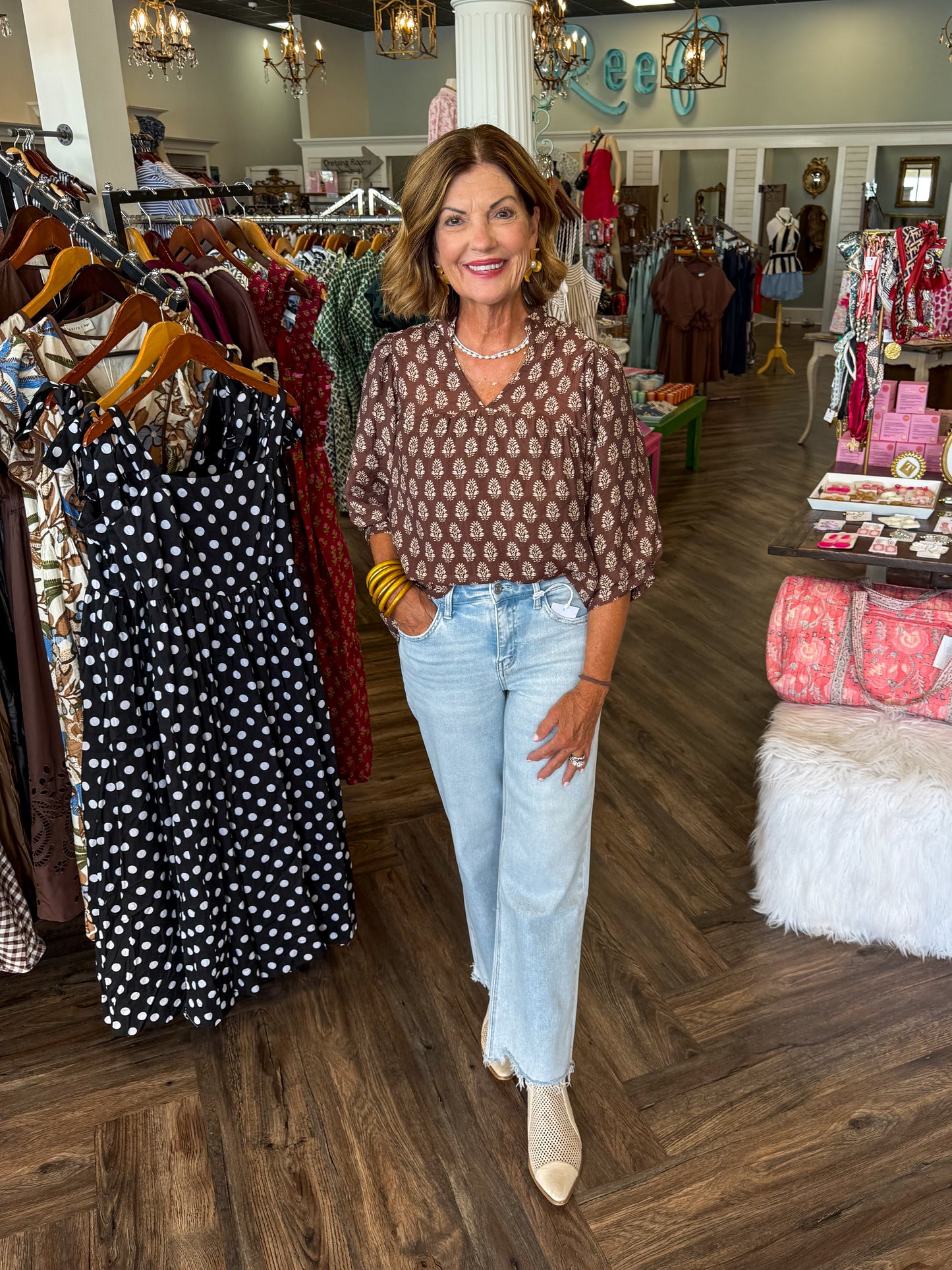Brown Floral Blouse