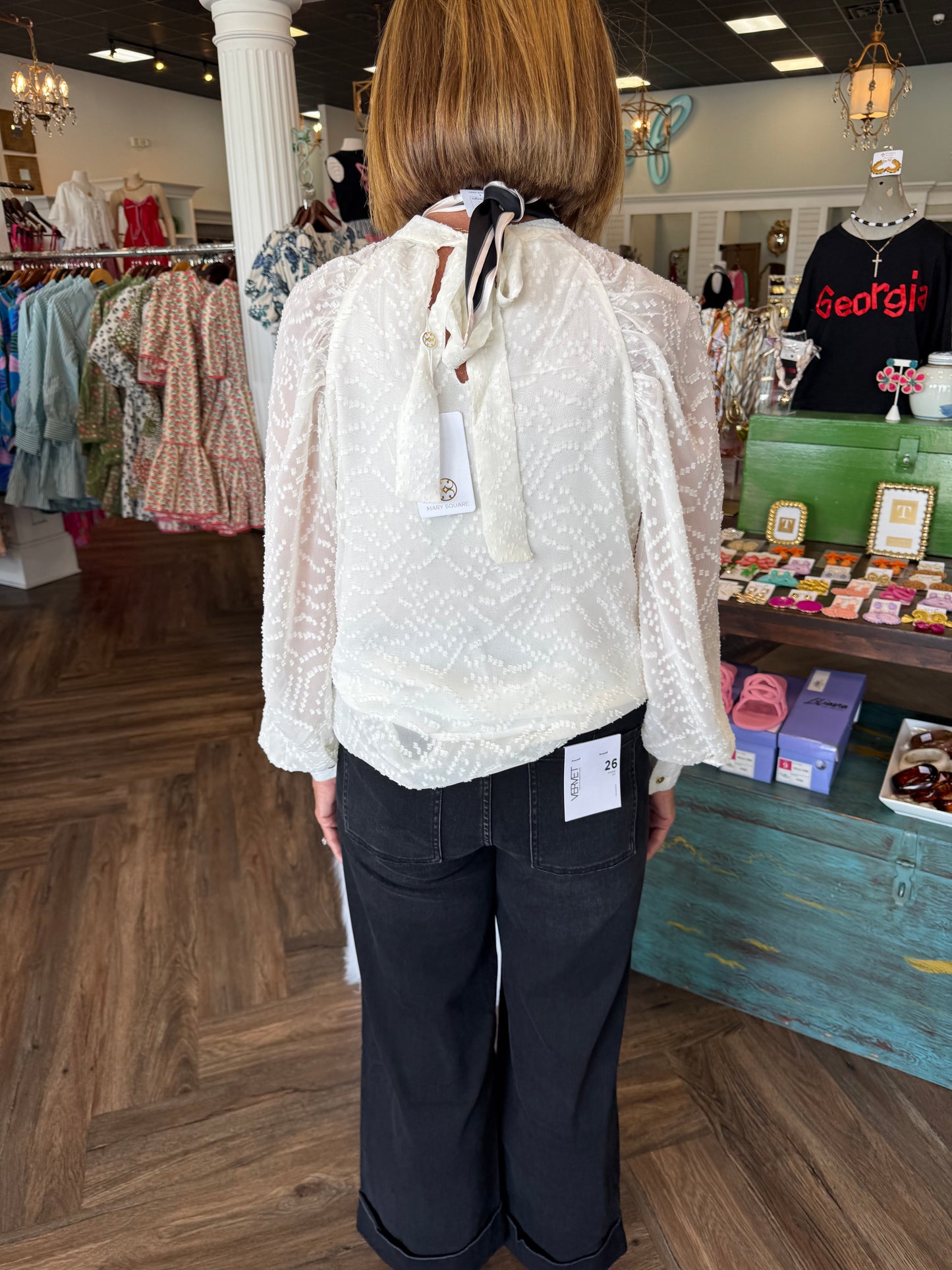 Mary Square Brianna Top: Cream