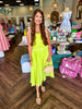 Scalloped Outline Tank Top Skirt Set: Lime