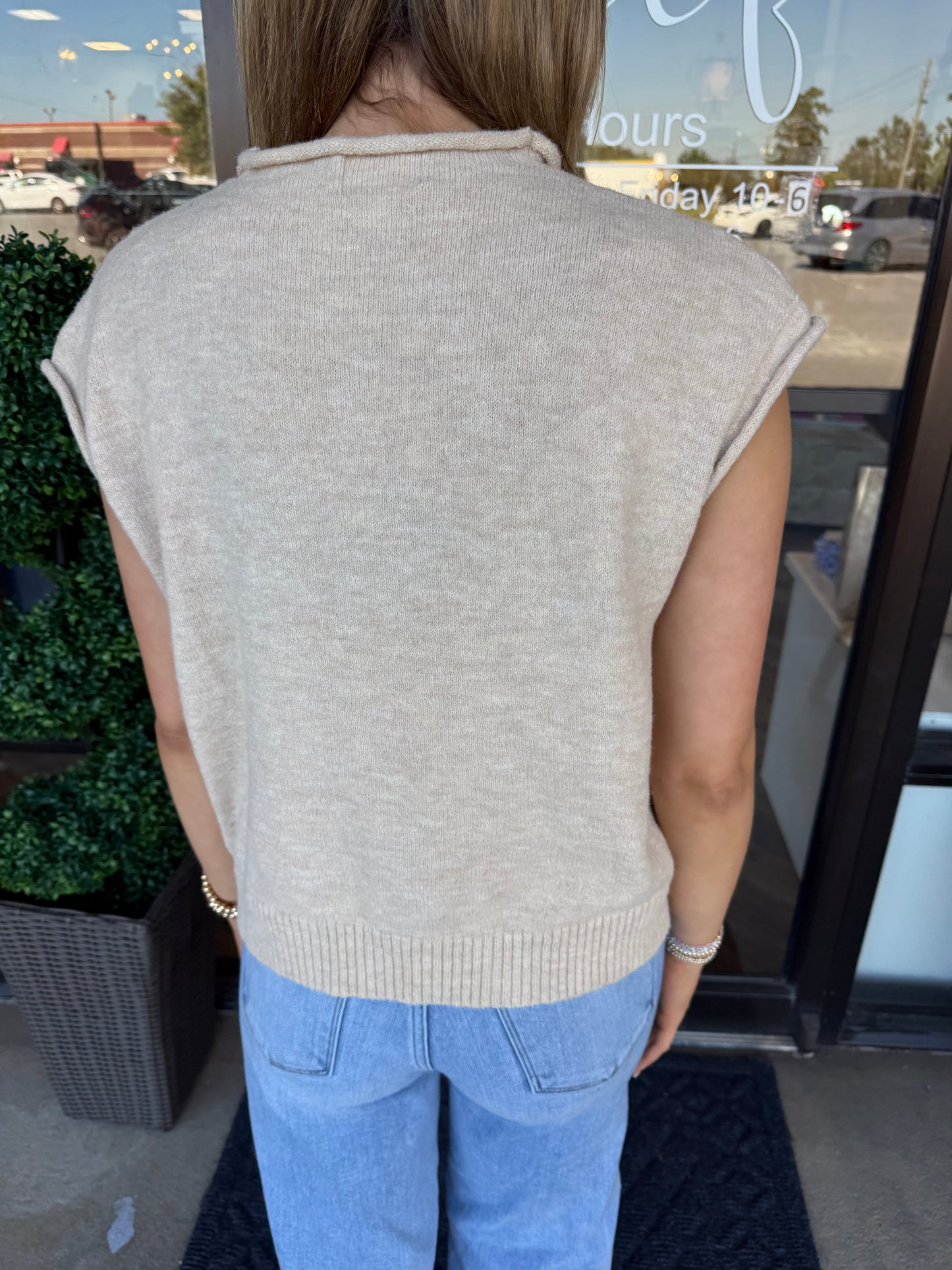 Piper Vest Sweater: Cream