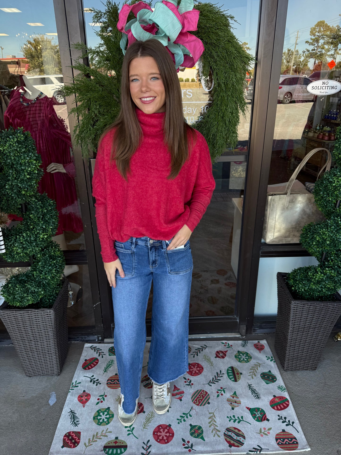 Oversized Turtleneck Sweater: Dk Red