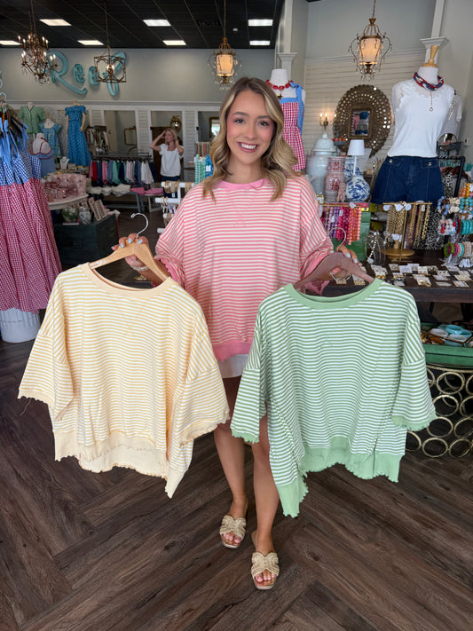 Candy Stripe Oversized Tops