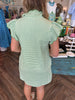 Scalloped Collar Gingham Dress: Green