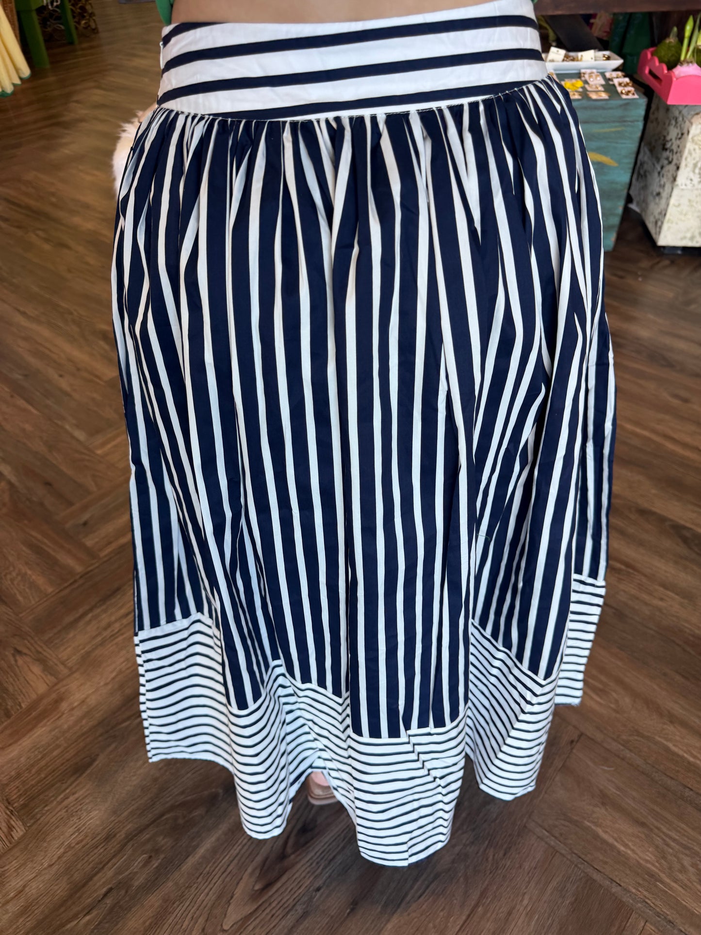 Navy Striped Skirt