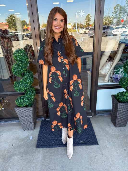 Camel Petal Midi Dress