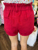 Red Pearl Paper Bag Shorts