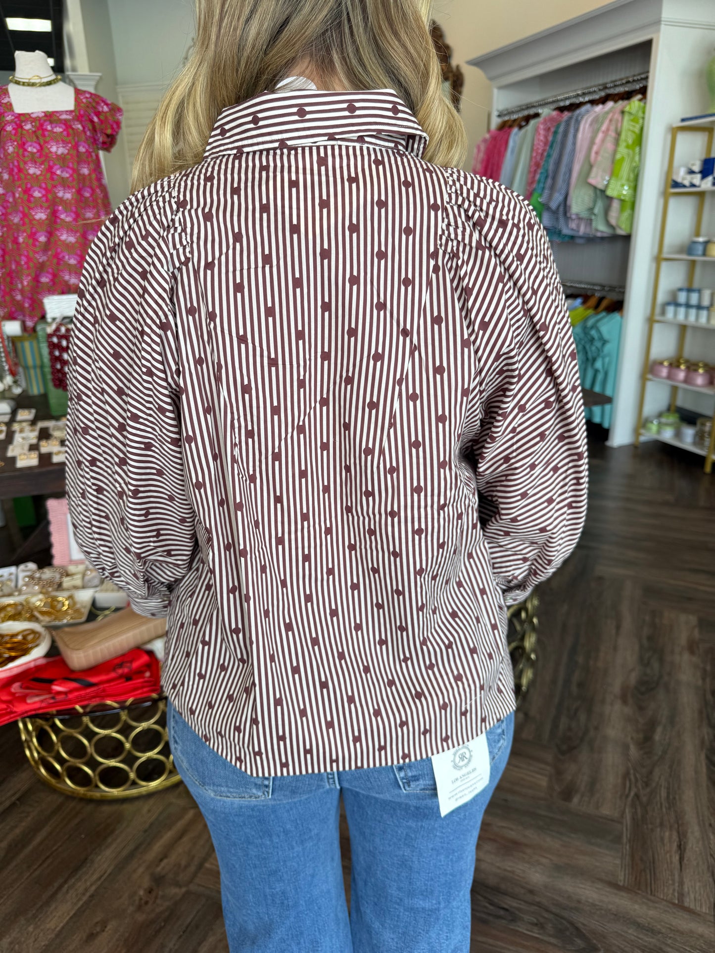 Timeless Dots Top: Burgundy