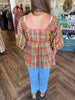 Brown Plaid Peplum Top