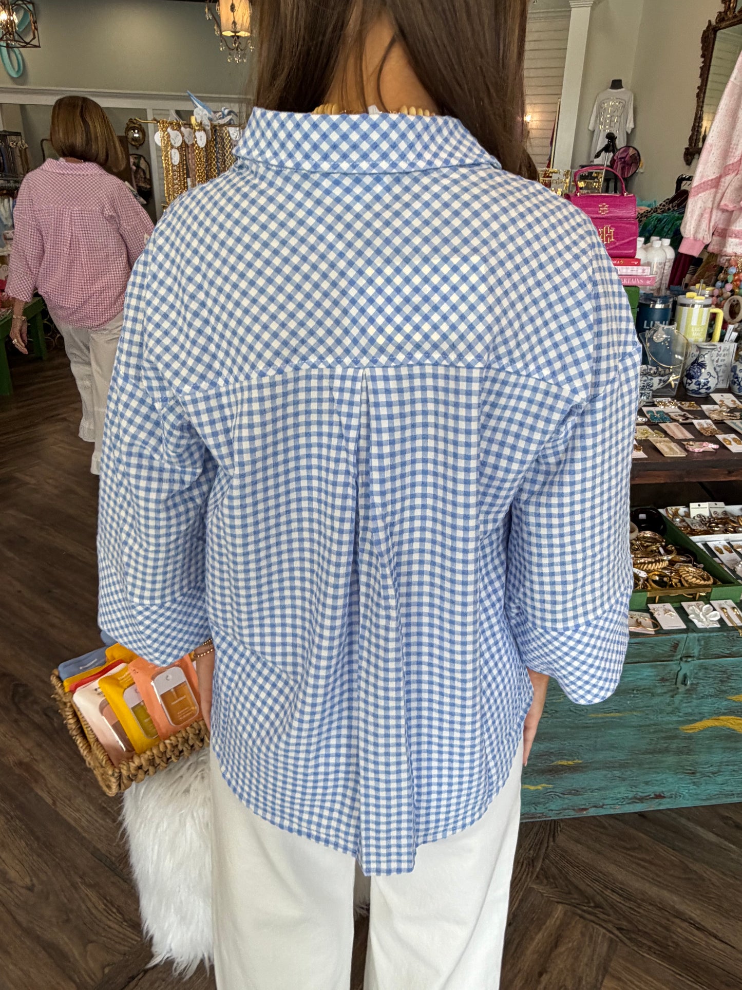 Girly Gingham Blouse: Blue